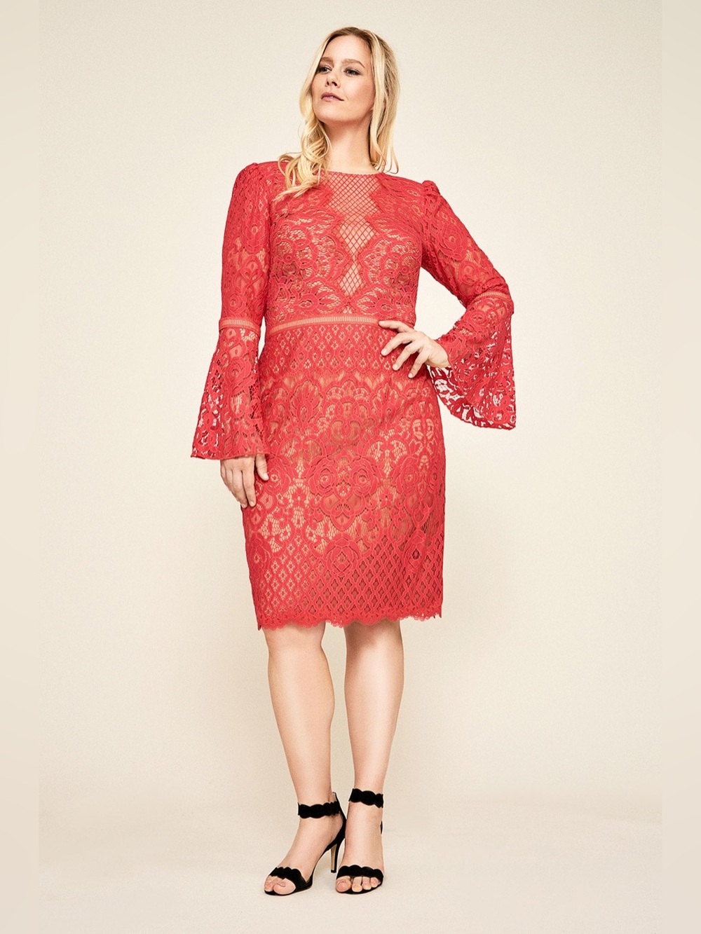 Tadashi Shoji Kyra Bell sleeve lace dress 18